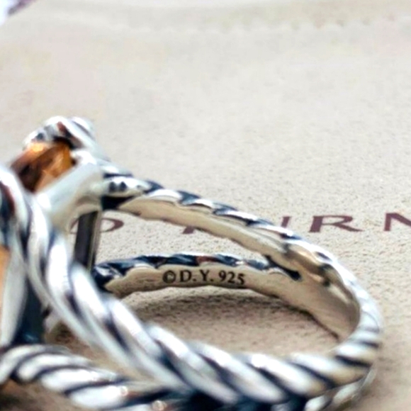 David Yurman Morganite & Diamond Cushion On Point Ring - Picture 4 of 4